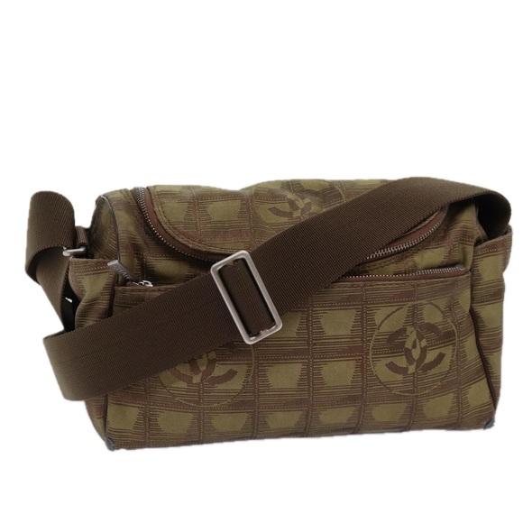 CHANEL New Travel Line Shoulder Bag Nylon Brown CC Auth th4868 - Picture 1 of 16